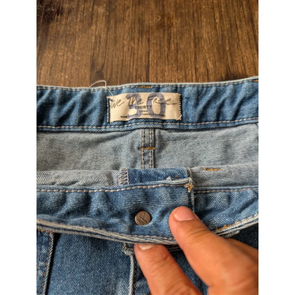 We The Free Blue Denim Button Fly High‎ Waist Patch Pocket Shorts 30 0593